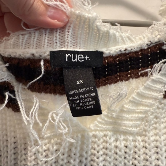 Rue21 Frayed Hem Striped 2X Sweater - Picture 6 of 7